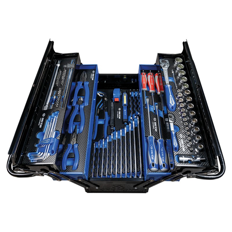 Caisse à outils métallique vide 5 compartiments 3 niveaux - 220 x 260 x 470  mm
