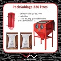 Pack Complet Cabine de Sablage 220L avec Aspiration et Microbille de Verre - Idéal pour Ateliers et Garages