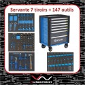 Servante d’Atelier 7 Tiroirs avec 147 Outils Professionnels STILKER - Modules Mousses Pleins et Roues Pivotantes