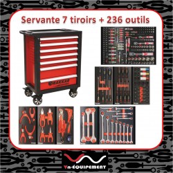 Servante d'Atelier 7 Tiroirs avec 236 Outils - 9 Modules Métal Plein - DRAKKAR TOOLS