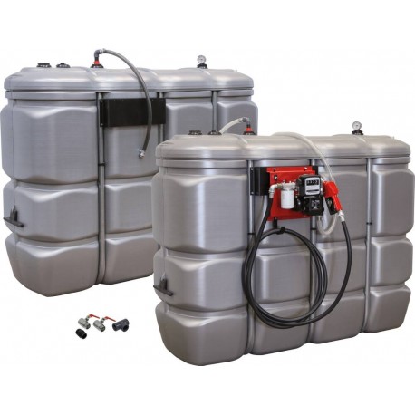 Kit de 2 cuves de stockage gasoil PEHD 2000L double paroi jumelées - Drakkar Equipement